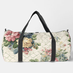 Regency Garden Lattice Floral  Duffle Bag