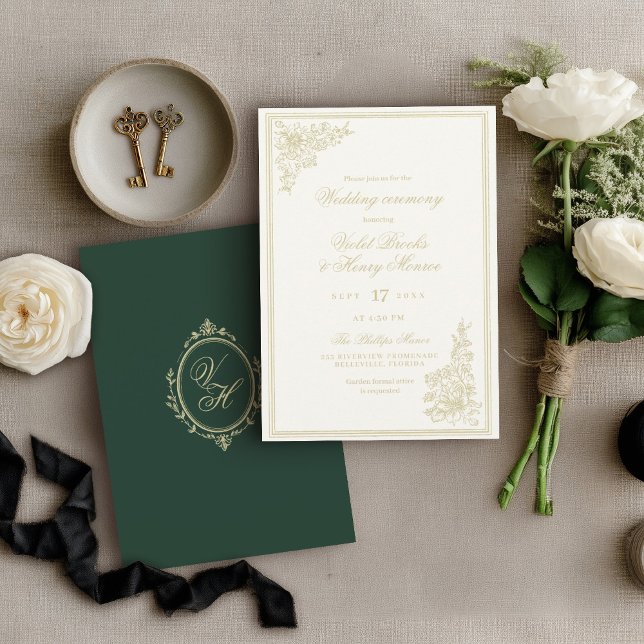 Regency Garden Vintage Classic Romantic Wedding Invitation (Creator Uploaded)