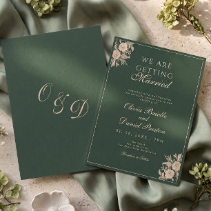 Regency Garden Vintage Emerald Green Wedding Invitation