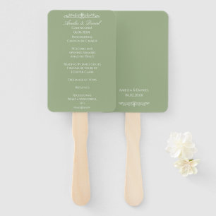 Regency Green wedding Ceremony Program Hand Fan