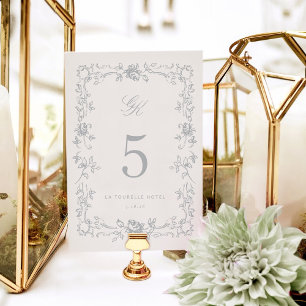 Regency Monogram Wedding Table Number Card