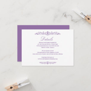 Regency Purple Style Wedding Details Card