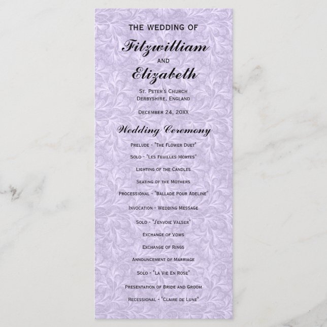 Regency Romance Wedding Programs (Front)