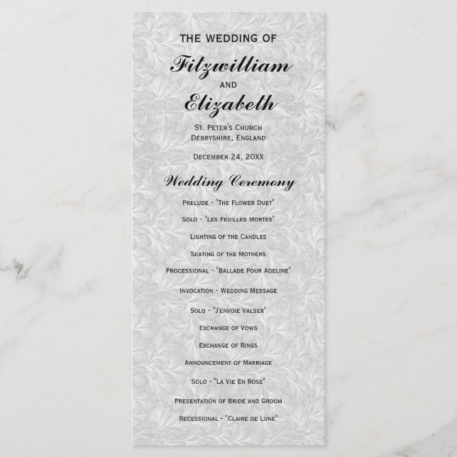 Regency Romance Wedding Programs (Front)