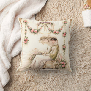 Regency Rose Garden Reading Lady Cushion