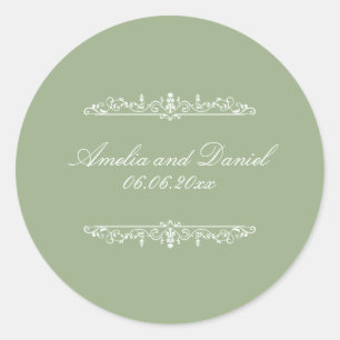 Regency Style Green Wedding Sticker