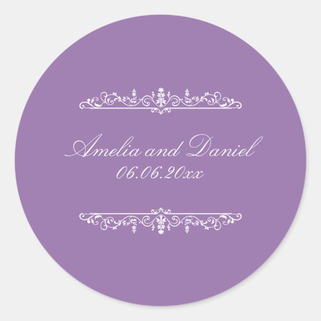 Regency  Style Purple Wedding Sticker (Front)
