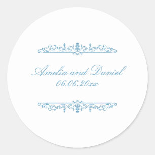 Regency Style White & Blue Wedding Sticker