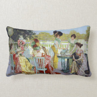 Regency Tea Party With The Aristocratic Ladies Lumbar Cushion