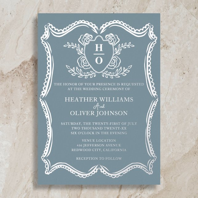 Regency Vintage Crest Formal Dusty Blue Wedding (Creator Uploaded)