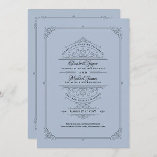 Regency Wedding Invitations Vintage Dusty Blue