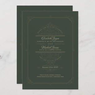 Regency Wedding Invitations Vintage Green