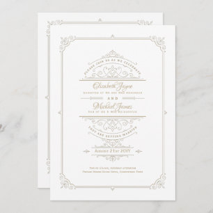 Regency Wedding Invitations Vintage Themed GOLD