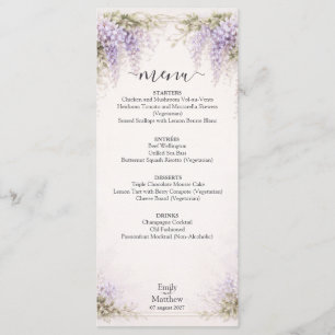 Regency Wisteria Wedding Menu Card