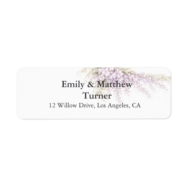 Regency Wisteria Wedding Return Address Label (Front)