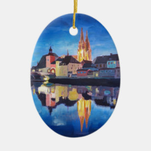Regensburg, Bavaria at Dawn Ceramic Ornament