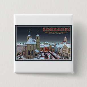 Regensburg Christkindlmarkt on the Neupfarrplatz 15 Cm Square Badge