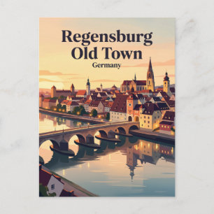Regensburg Old Town (Altstadt) & Stone Bridge Postcard