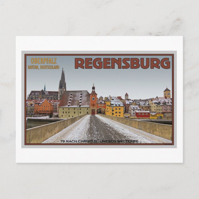 Regensburg - View from Steinerne Brücke Postcard (Front)