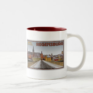 Regensburg - View from Steinerne Brücke Two-Tone Coffee Mug