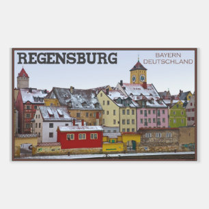Regensburg - Winter Along the Donau Rectangular Sticker
