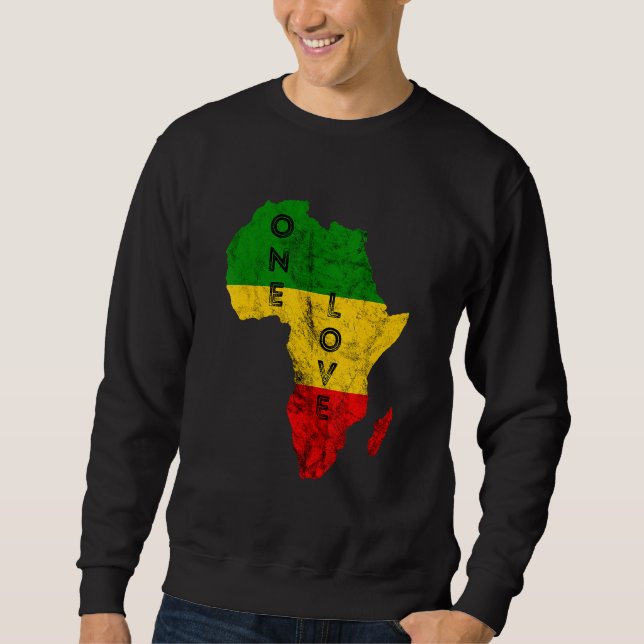 Reggae Africa Map Rasta Regae Music Rastafari Afri Sweatshirt (Front)