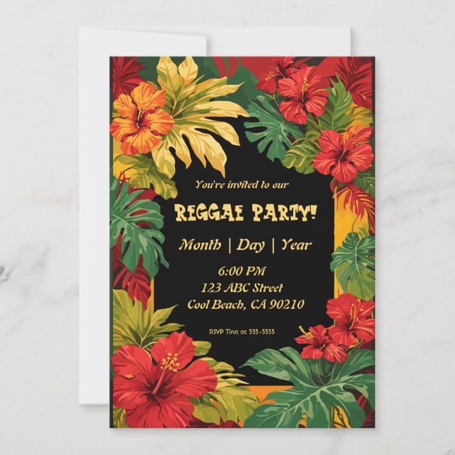 Reggae and  Island Party Invitation (Front)