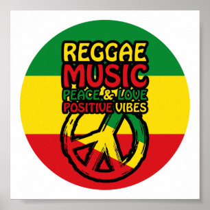 Reggae and Peace Symbol with positive Poster