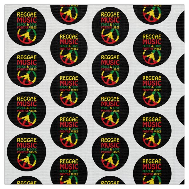 Reggae and Peace Symbol with positive quotes Fabric (Swatch)