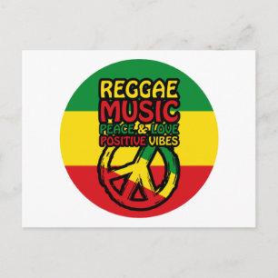 Reggae and Peace Symbol with positive quotes Postcard
