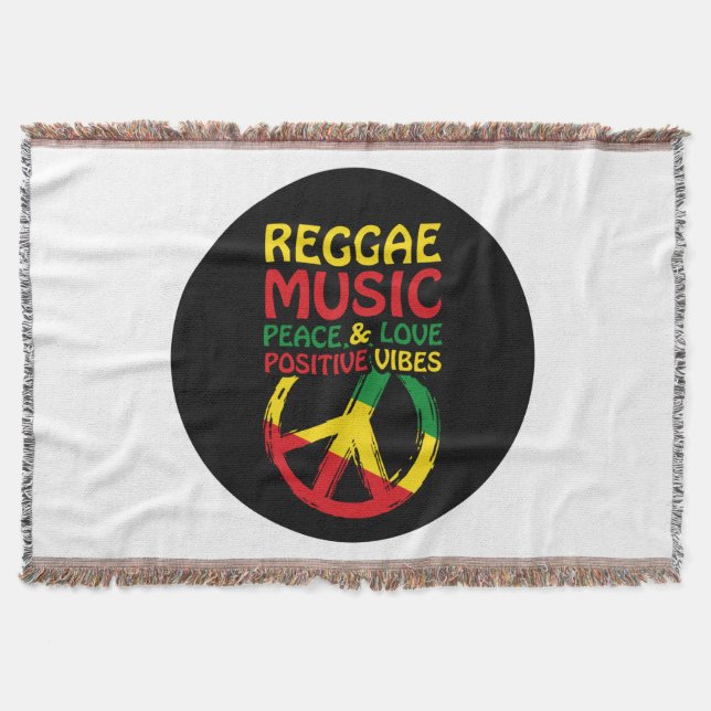 Reggae and Peace Symbol with positive quotes Throw Blanket (Front)