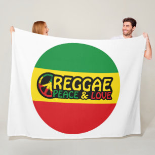 Reggae art with positive words Peace and Love Fleece Blanket