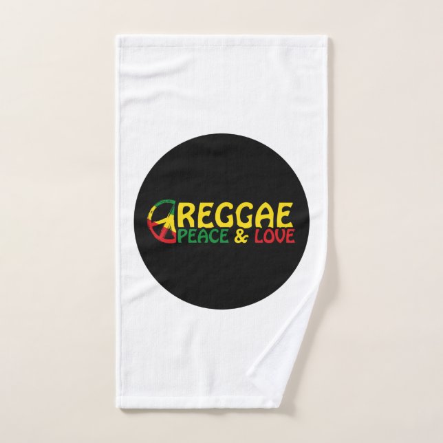 Reggae art with positive words Peace and Love Hand Towel (Hand Towel)