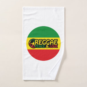 Reggae art with positive words Peace and Love Hand Towel