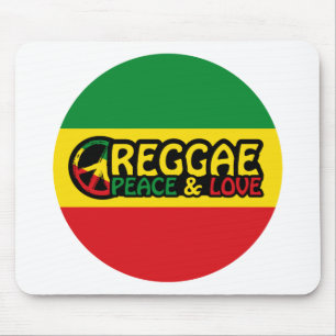 Reggae art with positive words Peace and Love Mouse Pad