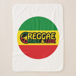 Reggae art with positive words Peace and Love Sherpa Blanket