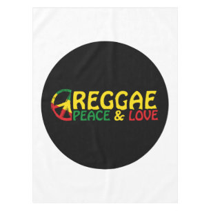 Reggae art with positive words Peace and Love Tablecloth