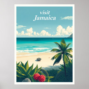 Reggae Beach, Jamaica – Turquoise Coastline Travel Poster