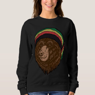 Reggae Bear Africa Jamaica Rasta Hat Tuxedo Weed Sweatshirt