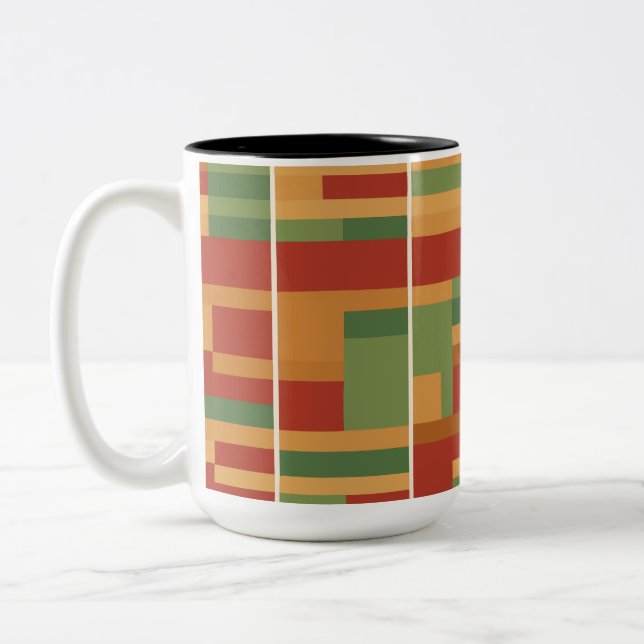 Reggae Boho Abstract Line Art Two-Tone Coffee Mug (Left)