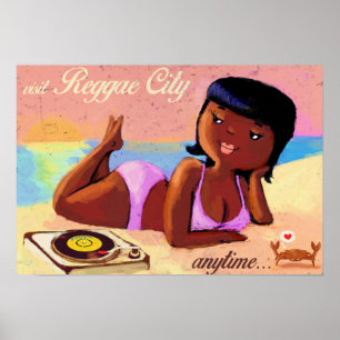 Reggae City Gal on The Beach Poster