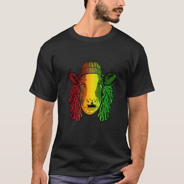 Reggae Cool Cow Beef Dreads Dreadlocks Ox Rasta T-Shirt (Front)