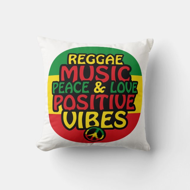 Reggae design with positive quotes and reggae flag cushion (Front)
