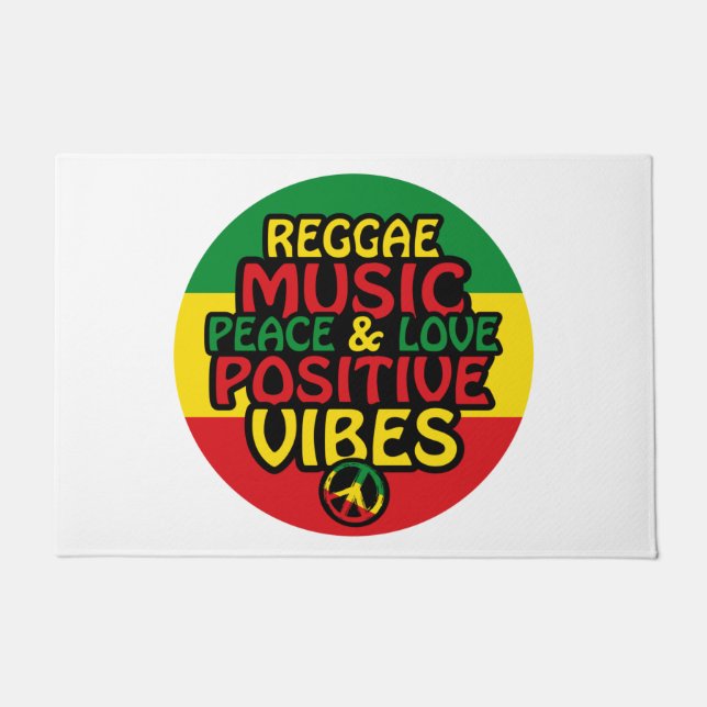Reggae design with positive quotes and reggae flag doormat (Front)