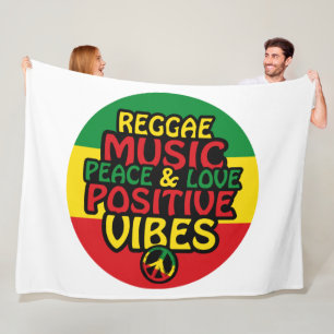 Reggae design with positive quotes and reggae flag fleece blanket