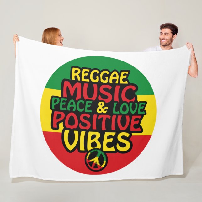 Reggae design with positive quotes and reggae flag fleece blanket (In Situ)