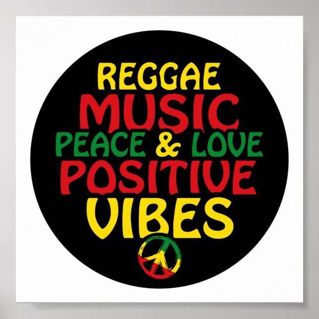 Reggae design with positive quotes and reggae flag poster (Front)