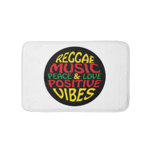 Reggae design with positive sayings and quotes bath mat
