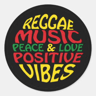 Reggae design with positive sayings and quotes classic round sticker