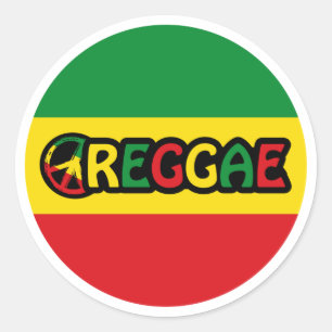 Reggae design with reggae flag colours classic round sticker